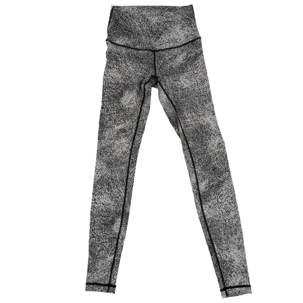 Lululemon Womens Leggings High Rise Yoga Athletic Black White Pattern
